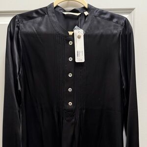 New Soft Surroundings Black Purace 100% Blouse Size Medium